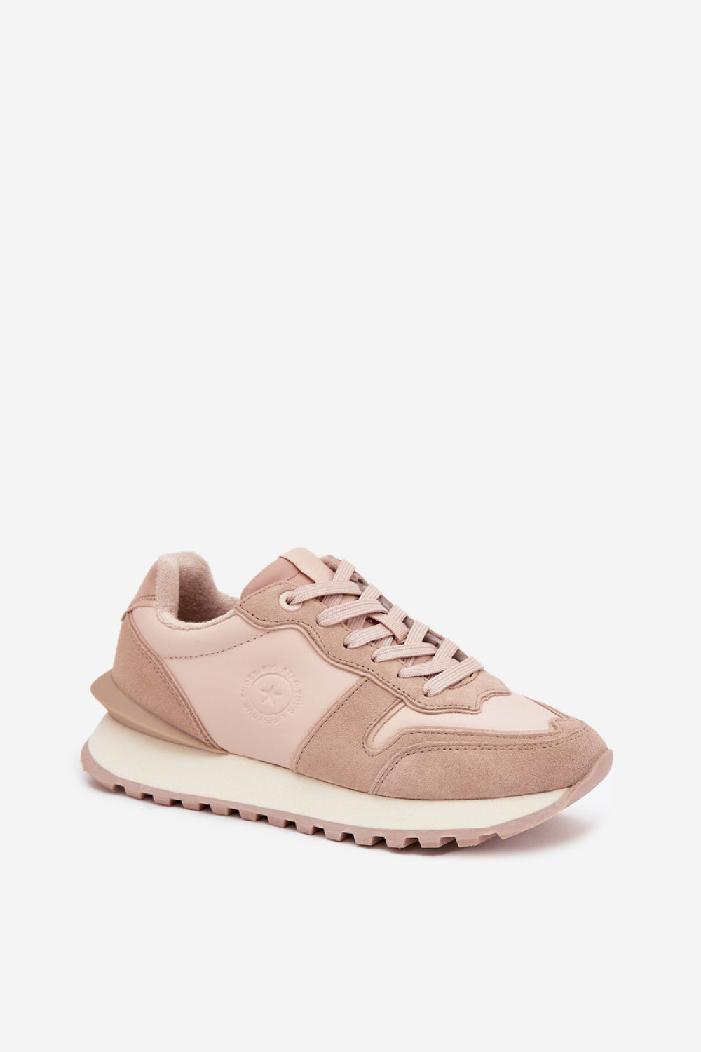 Step In Style Nude Leather Platform Trainers - view 2