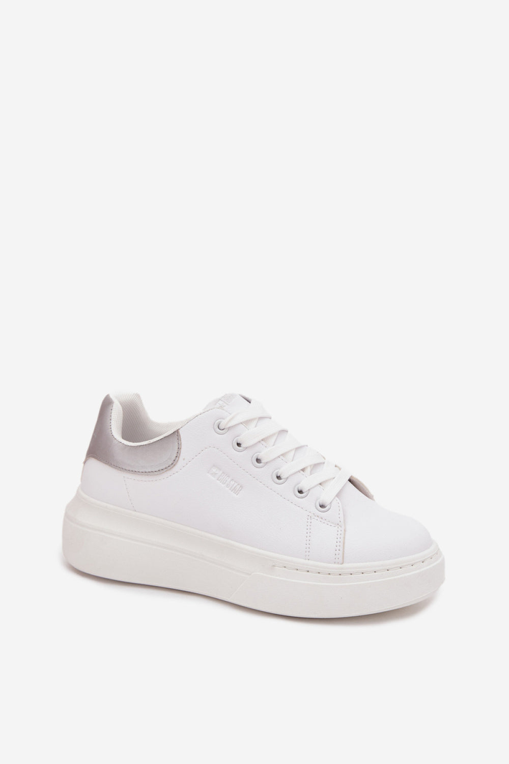 Step In Style Silver Faux Leather Platform Trainers - view 2