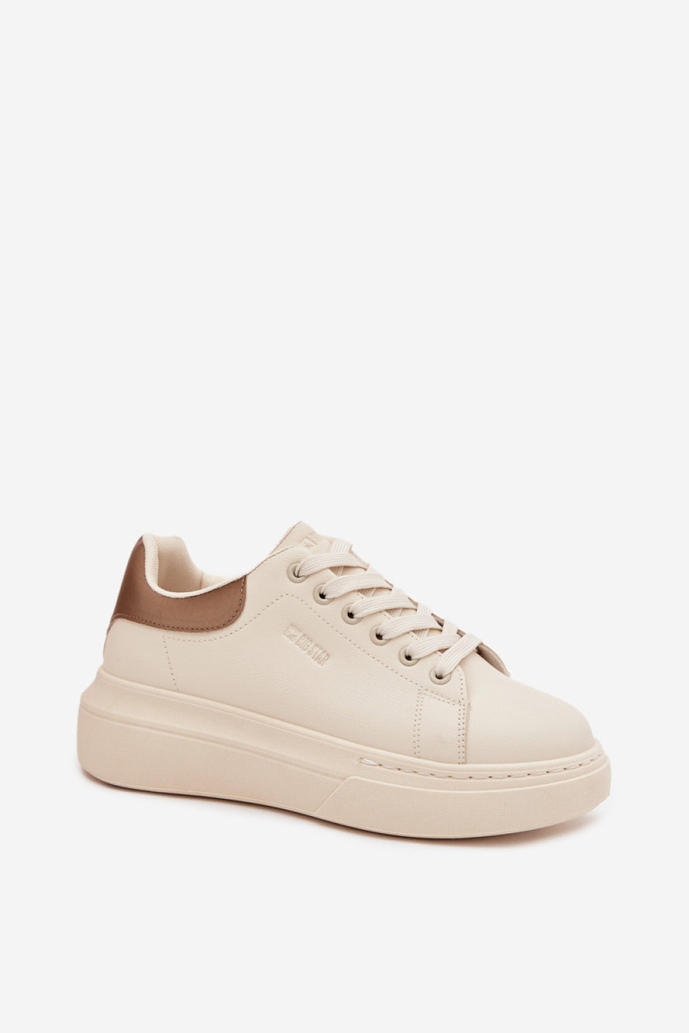 Step In Style Light Beige Faux Leather Platform Trainers - view 2