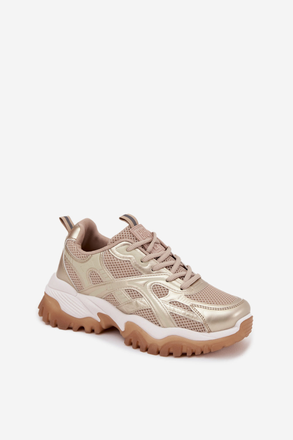 Step In Style Gold Faux Leather Trainers - view 2