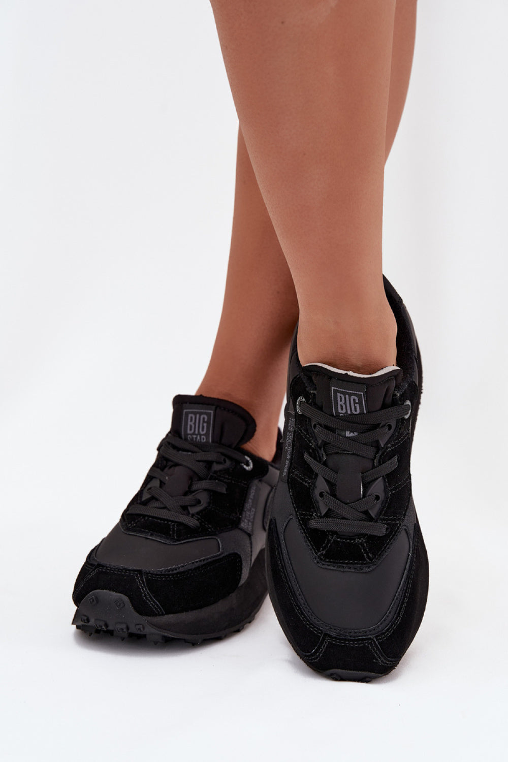 Step In Style Black Leather Platform Trainers