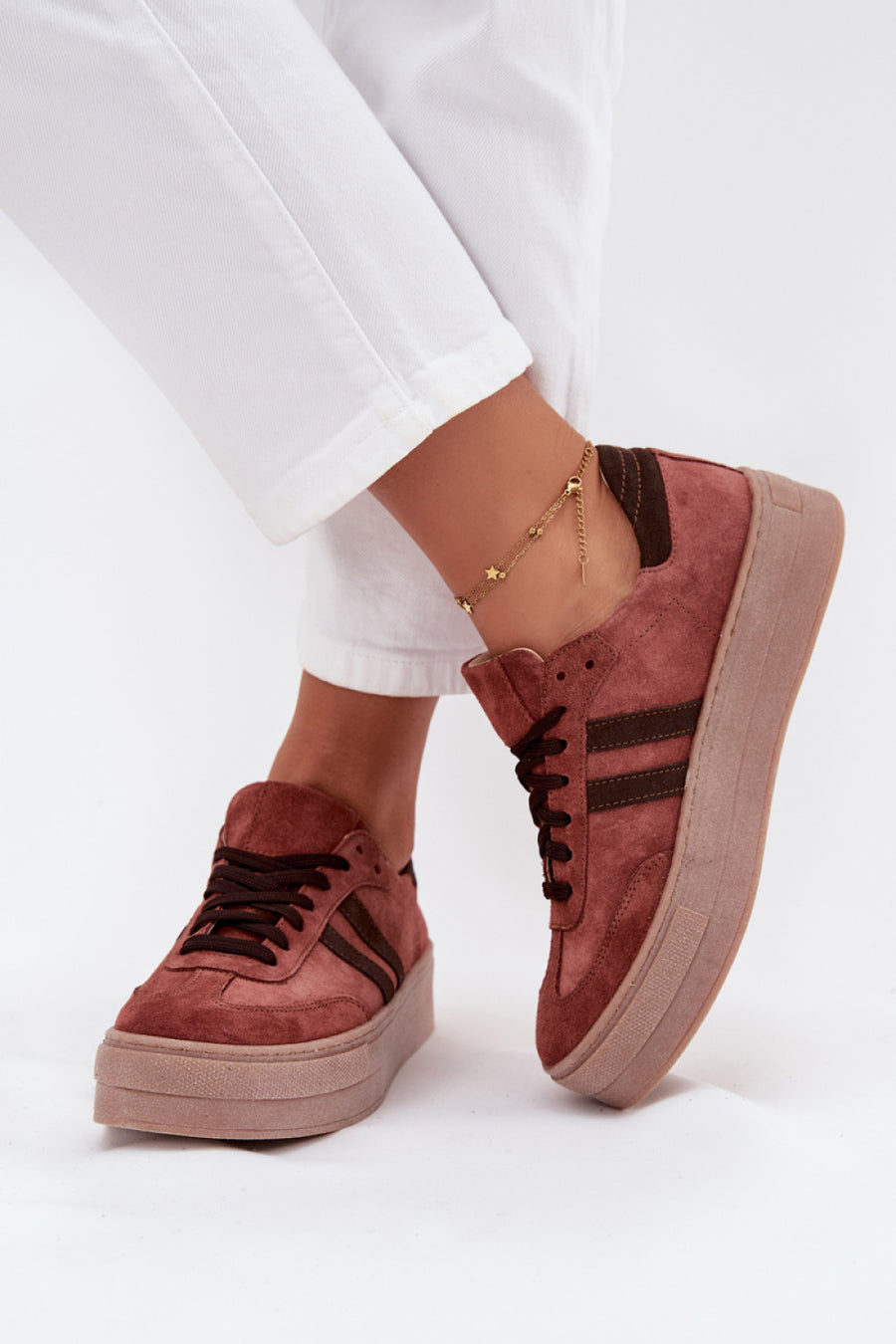 Step In Style Brown Suede Platform Trainers