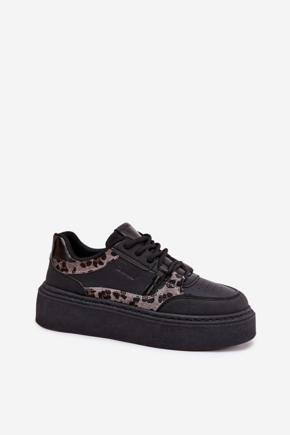 Step In Style Black Faux Leather Platform Trainers - view 2