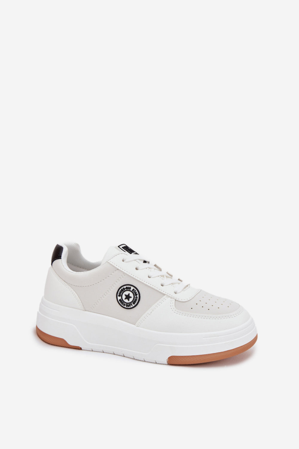 Step In Style White Faux Leather Trainers - view 2
