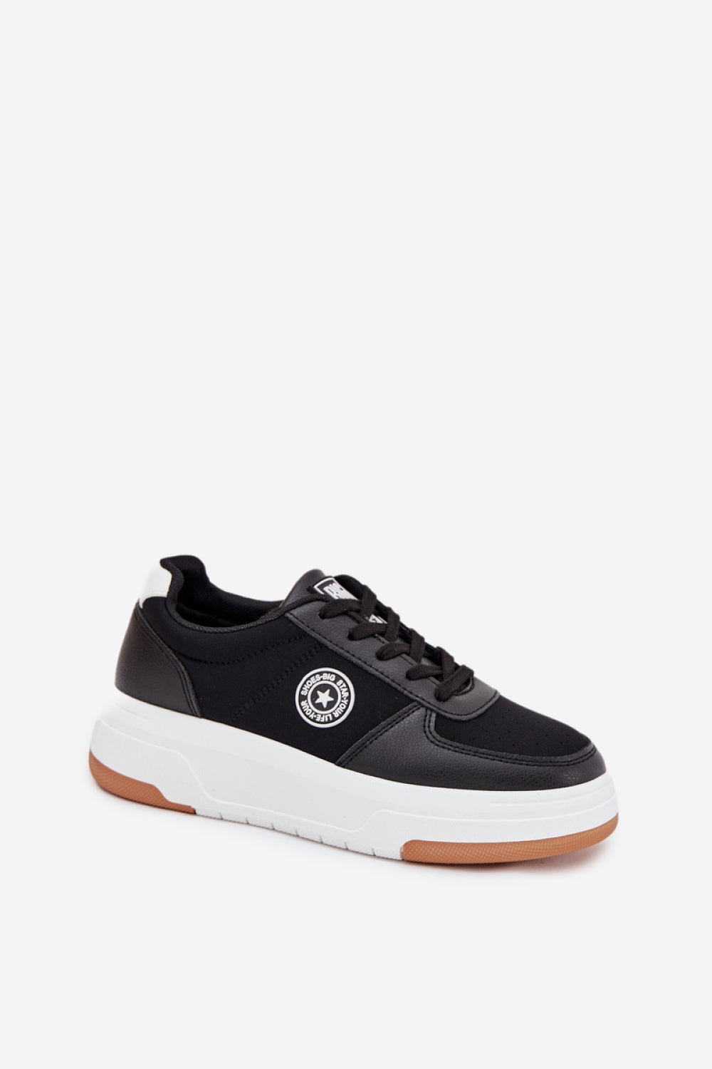 Step In Style Black Faux Leather Trainers - view 2