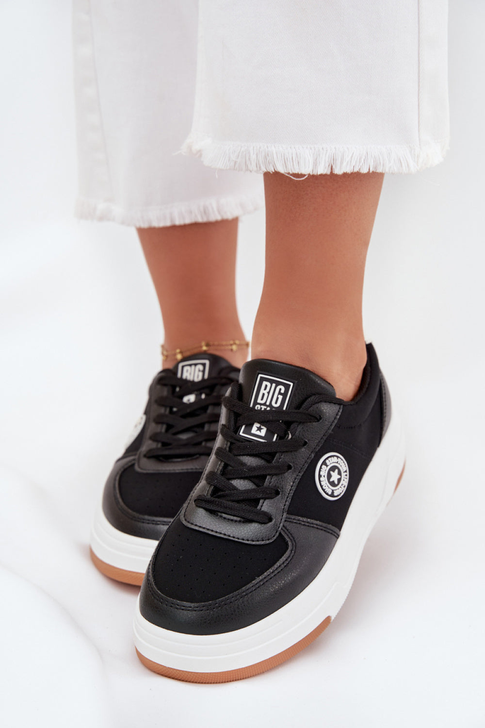 Step In Style Black Faux Leather Trainers - view 3