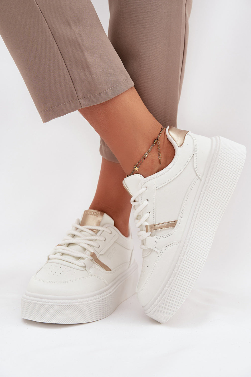 Step In Style White Faux Leather Platform Trainers - view 3