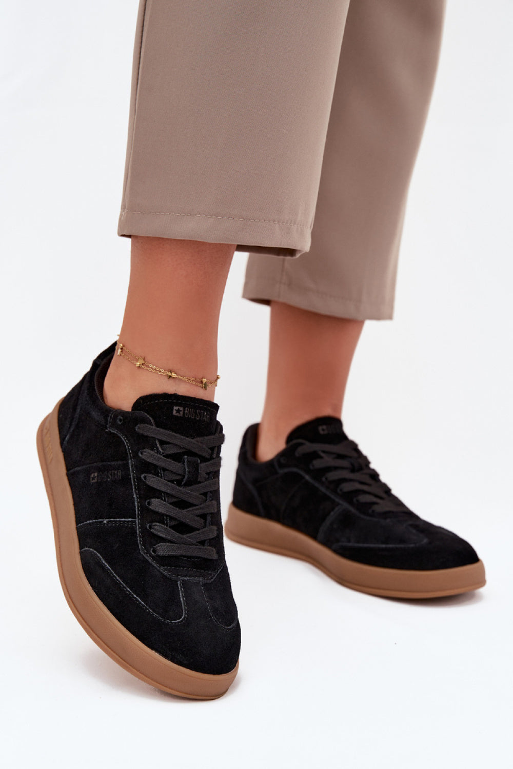 Step In Style Black Suede Platform Trainers