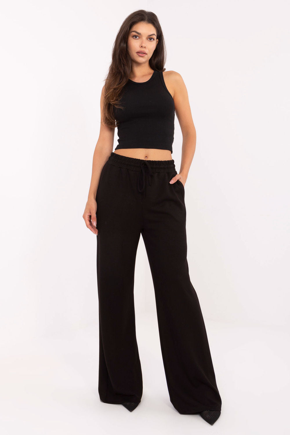 Relevance Black Wide Leg High Waisted Joggers