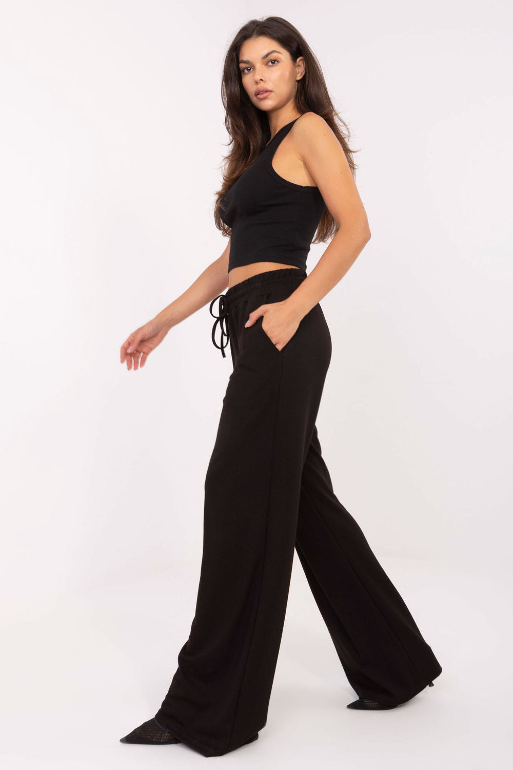 Relevance Black Wide Leg High Waisted Joggers - view 2