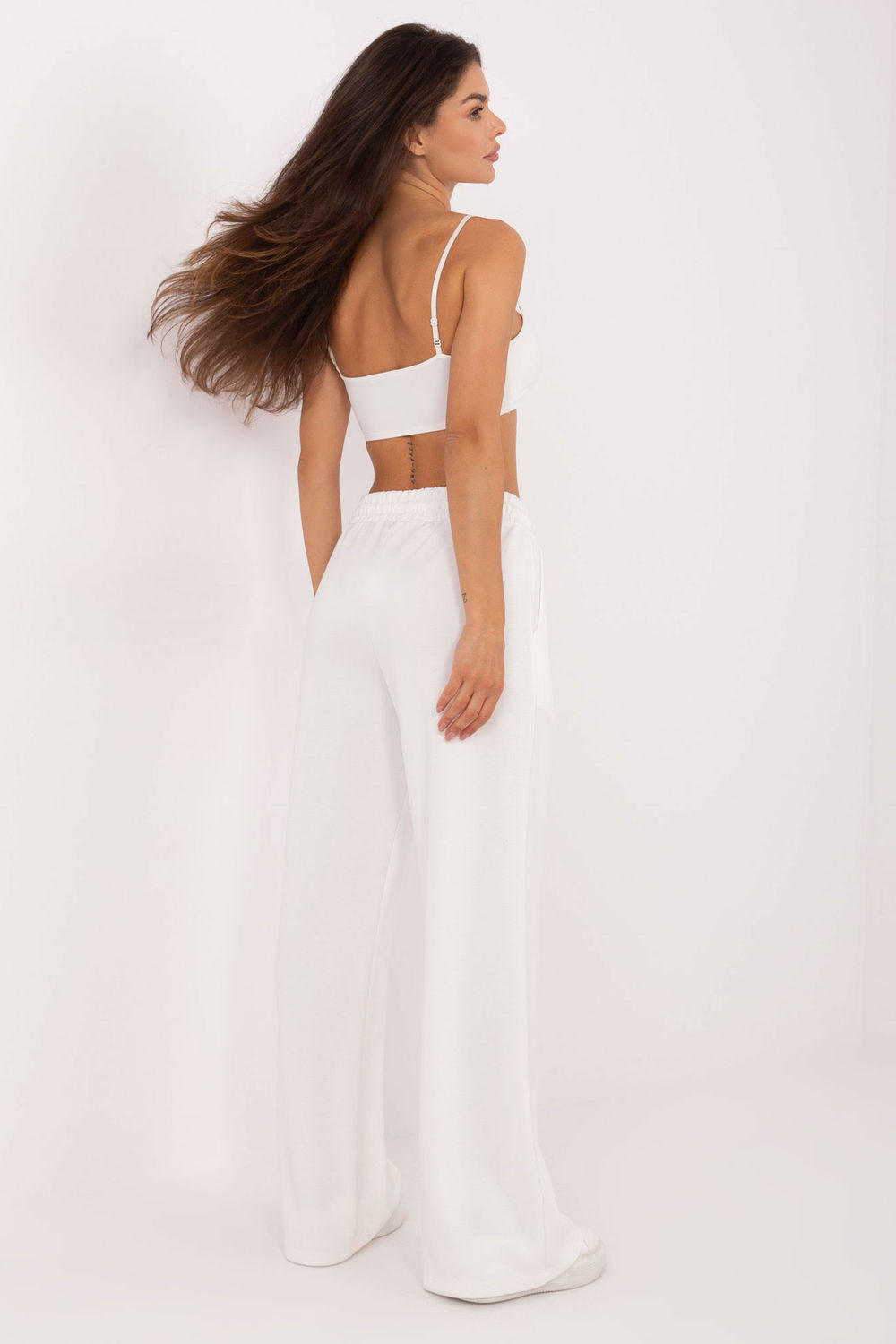 Relevance Ecru Viscose Wide Leg High Waisted Joggers - view 3