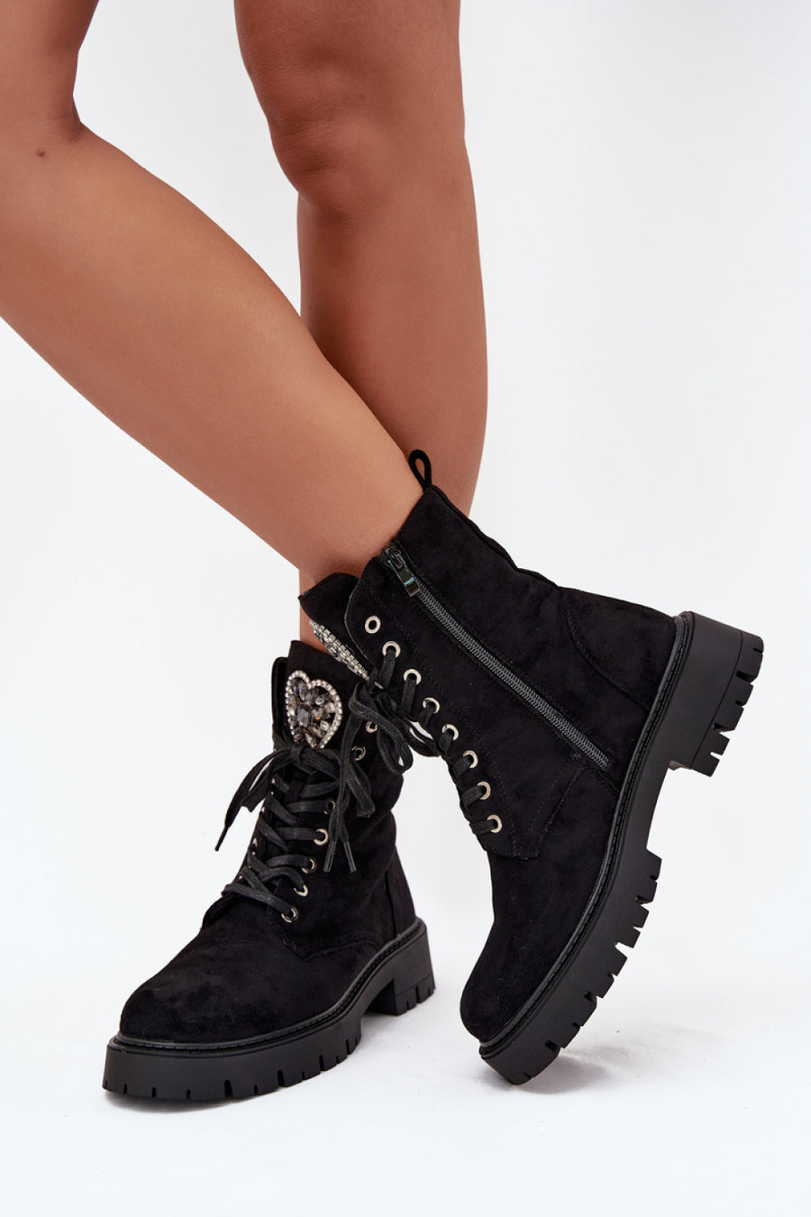 Step In Style Miryssa Black Faux Suede Platform Ankle Boots