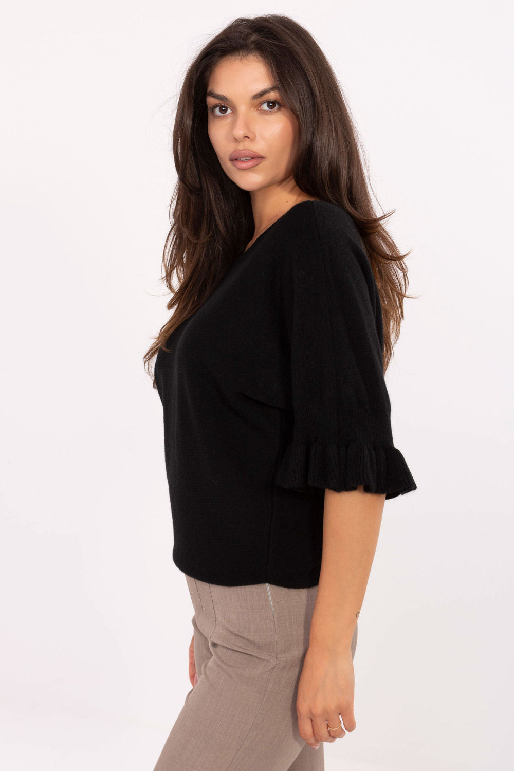 Italy Moda Black Viscose Jumper - view 2