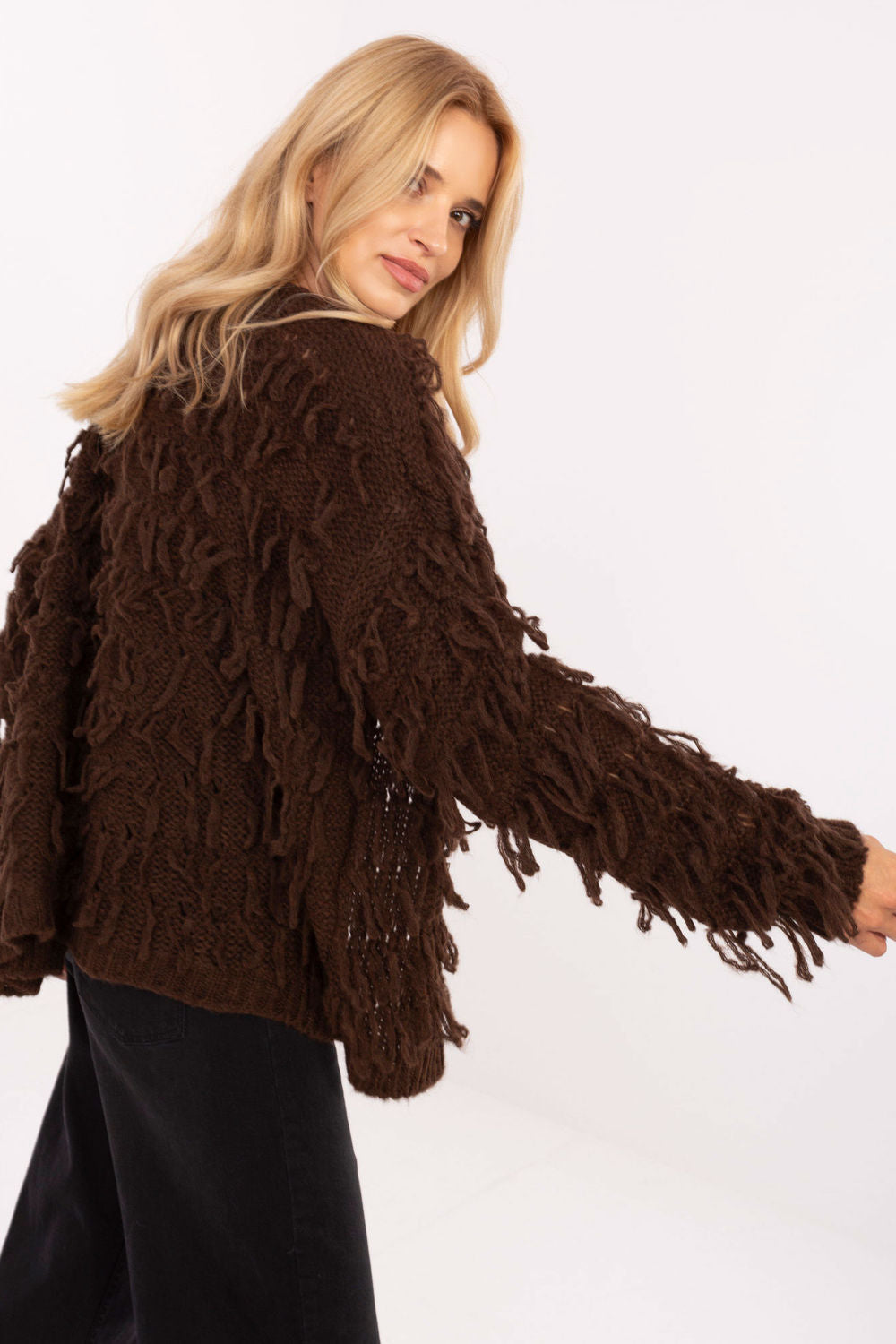 Rue Paris Brown Long Sleeve Cardigan - view 2