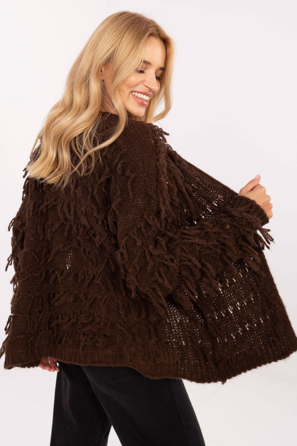 Rue Paris Brown Long Sleeve Cardigan - view 3