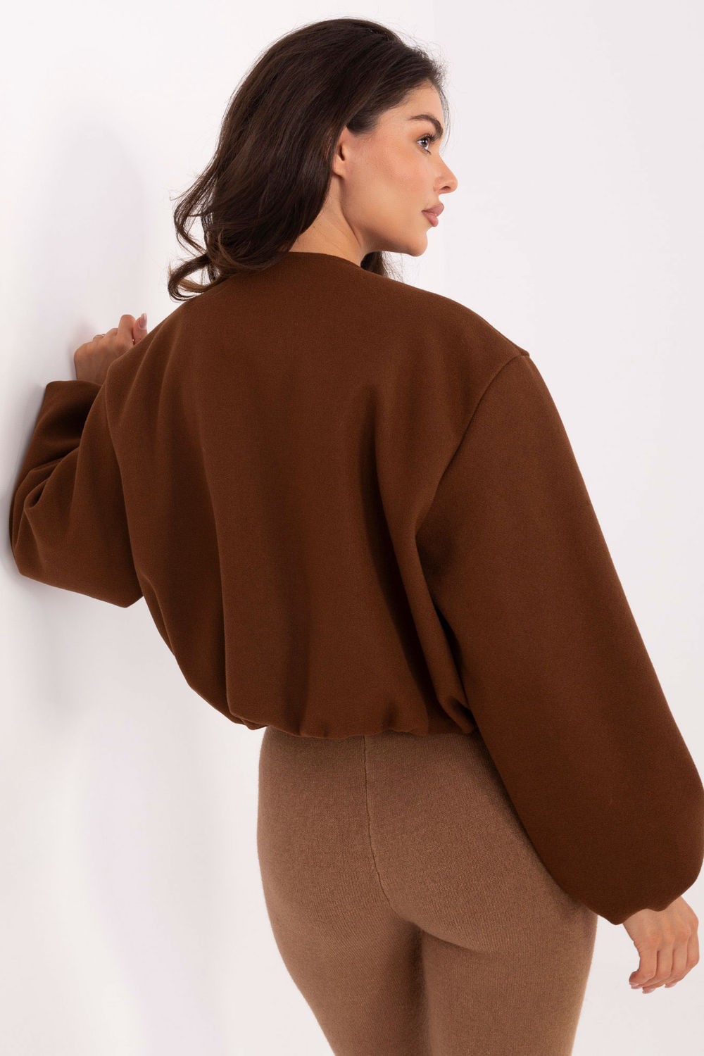 Rue Paris Brown Hooded Zip Up Jacket - view 3