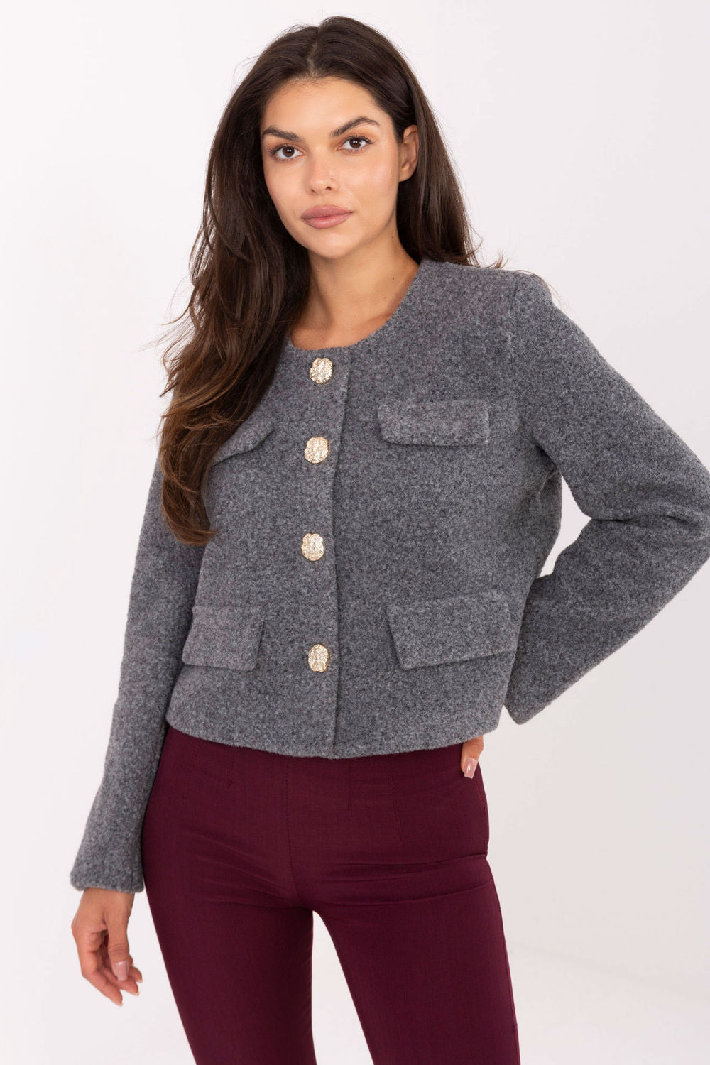 Rue Paris Dark Grey Long Sleeve Jacket