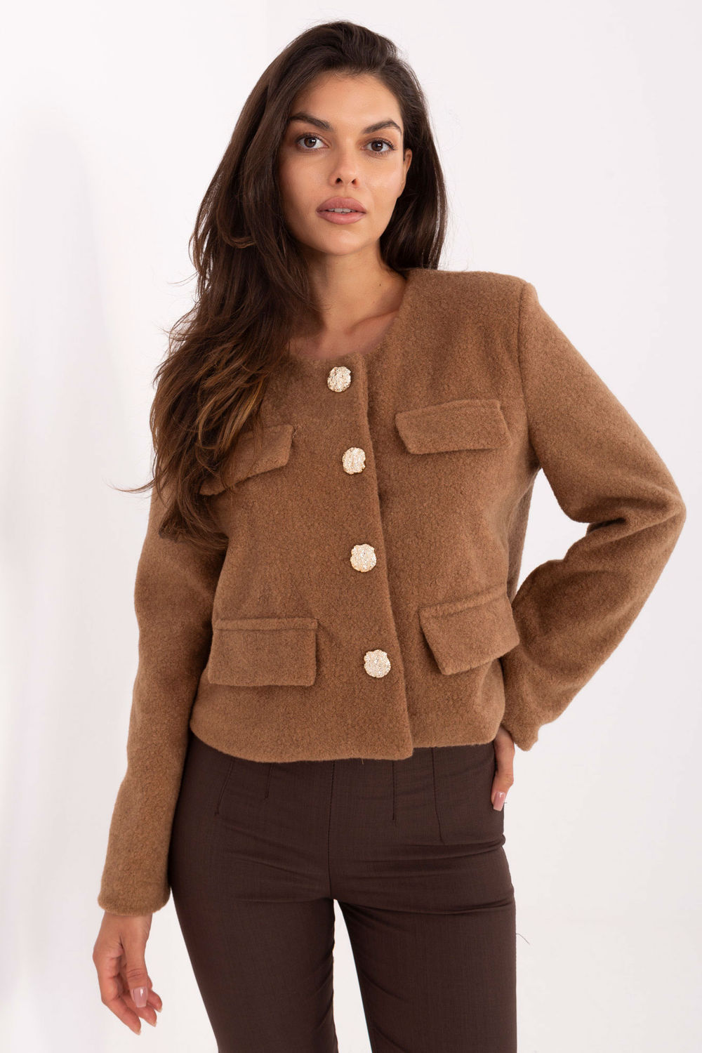 Rue Paris Camel Long Sleeve Jacket