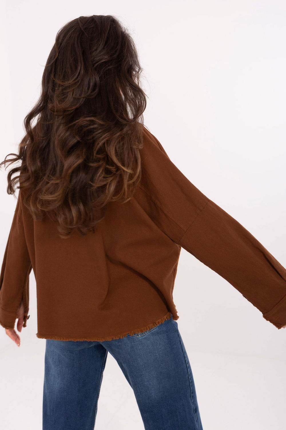 Rue Paris Brown Denim Cotton Long Sleeve Top - view 3
