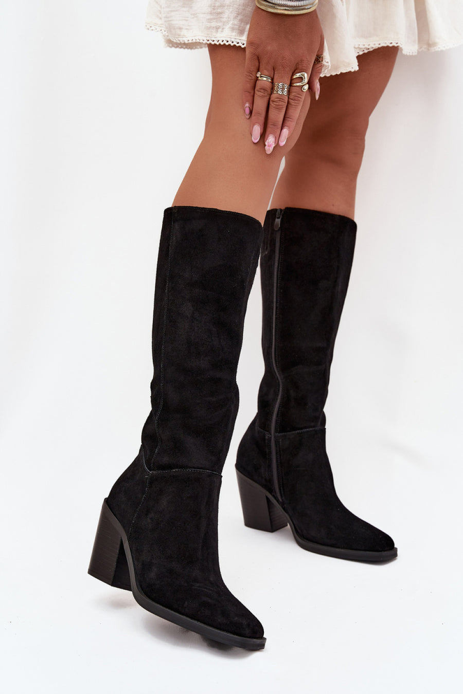 Step In Style Lissara Black Suede Heeled Ankle Boots