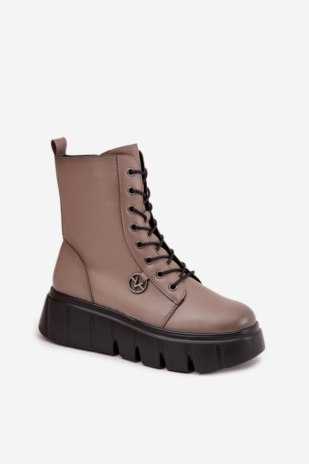 Step In Style Vinceza Dark Beige Faux Leather Platform Ankle Boots - view 2