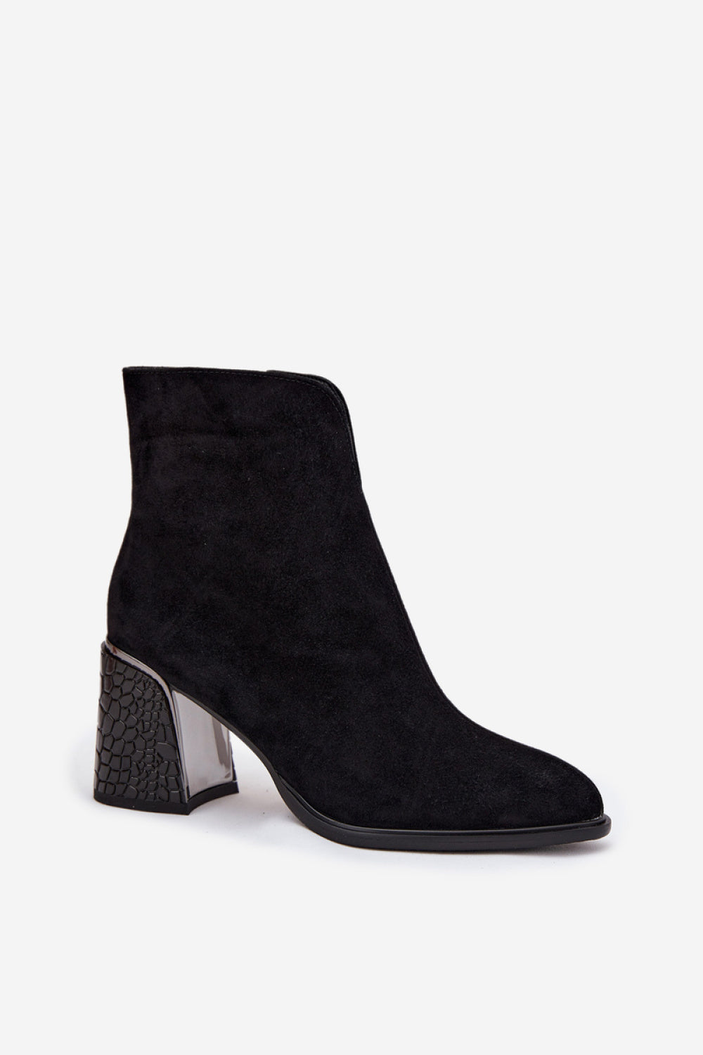 Step In Style Vinceza Black Suede Warm Lined Heeled Ankle Boots - view 2