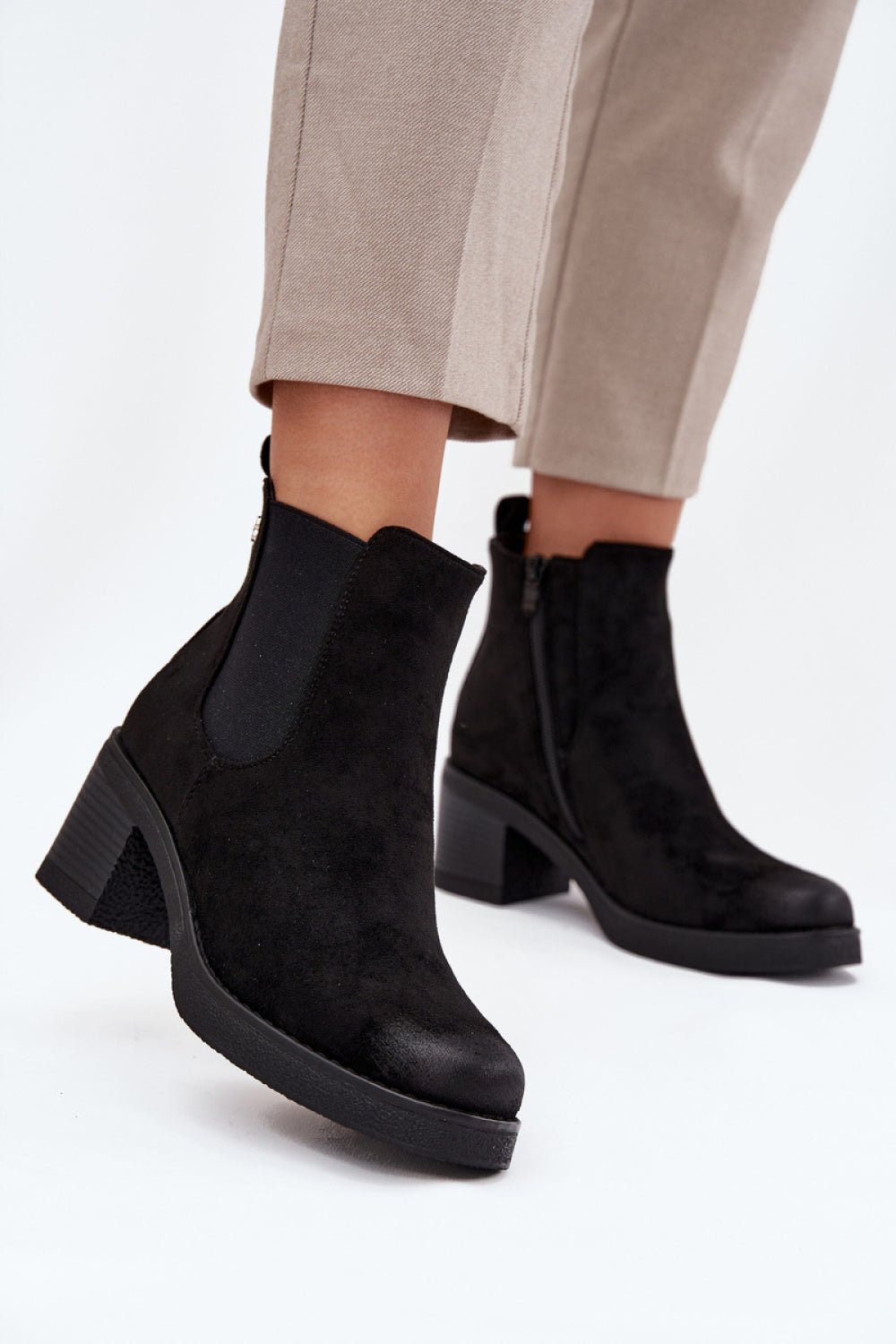 Step In Style Zelia Black Faux Suede Jodhpur Boots