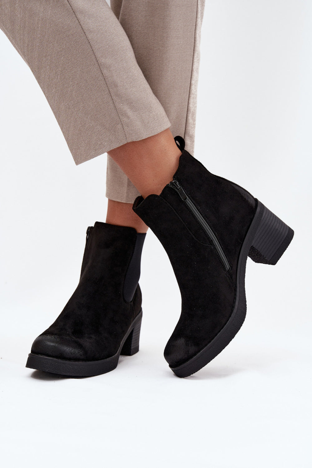 Step In Style Zelia Black Faux Suede Jodhpur Boots - view 3