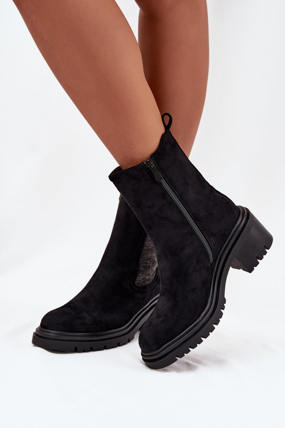 Step In Style Zoralia Black Faux Suede Block Heel Jodhpur Boots