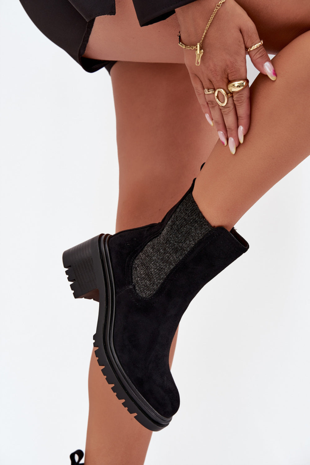 Step In Style Zoralia Black Faux Suede Block Heel Jodhpur Boots - view 3