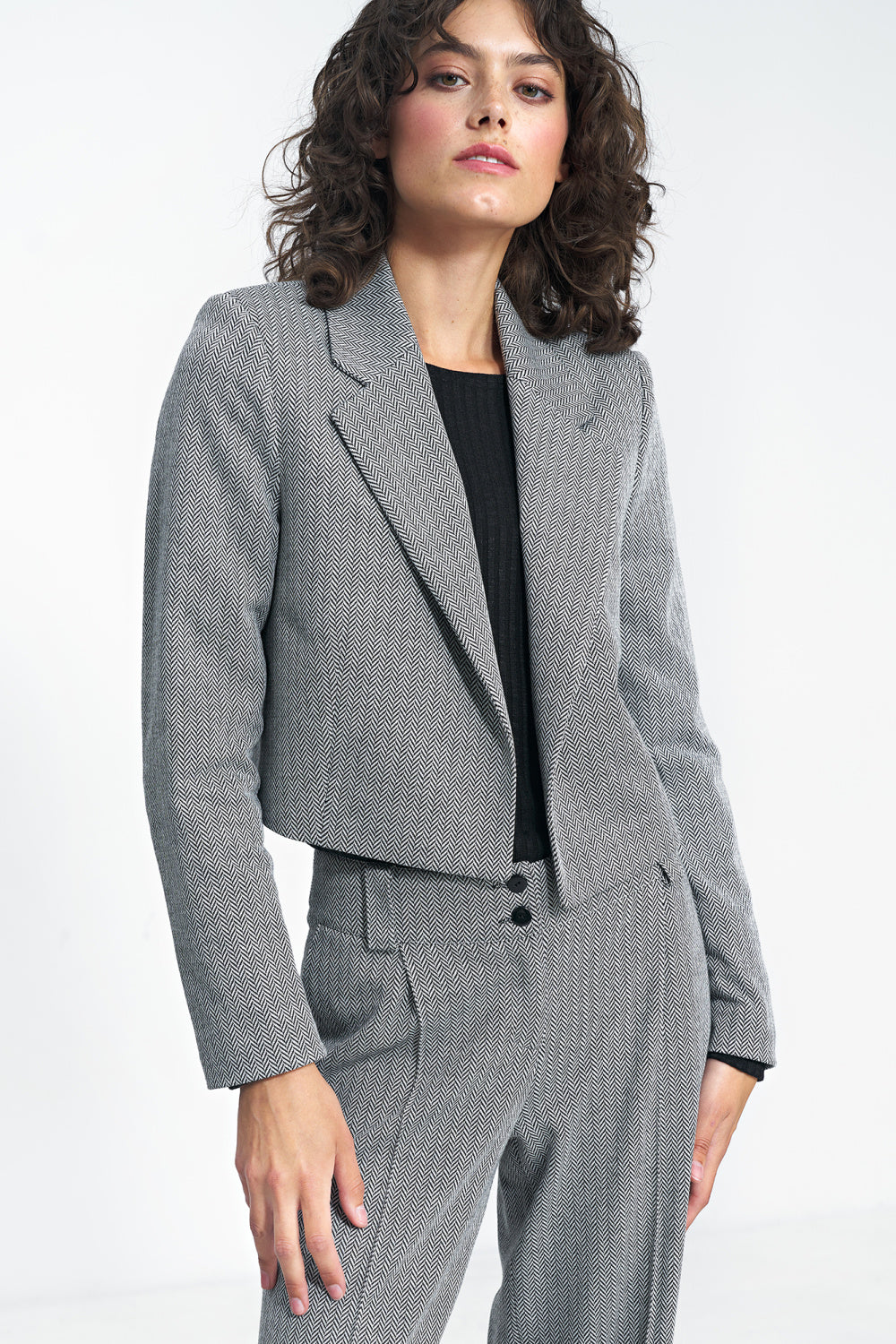 Nife Black High Waisted Jacket