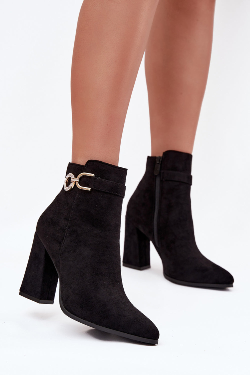 Step In Style Lymall Black Suede Heeled Ankle Boots