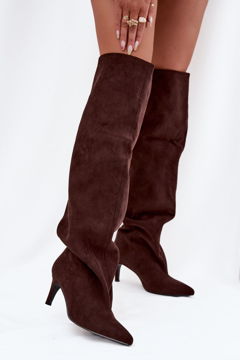 Step In Style Mavilla Chocolate Suede Stiletto Heeled Ankle Boots