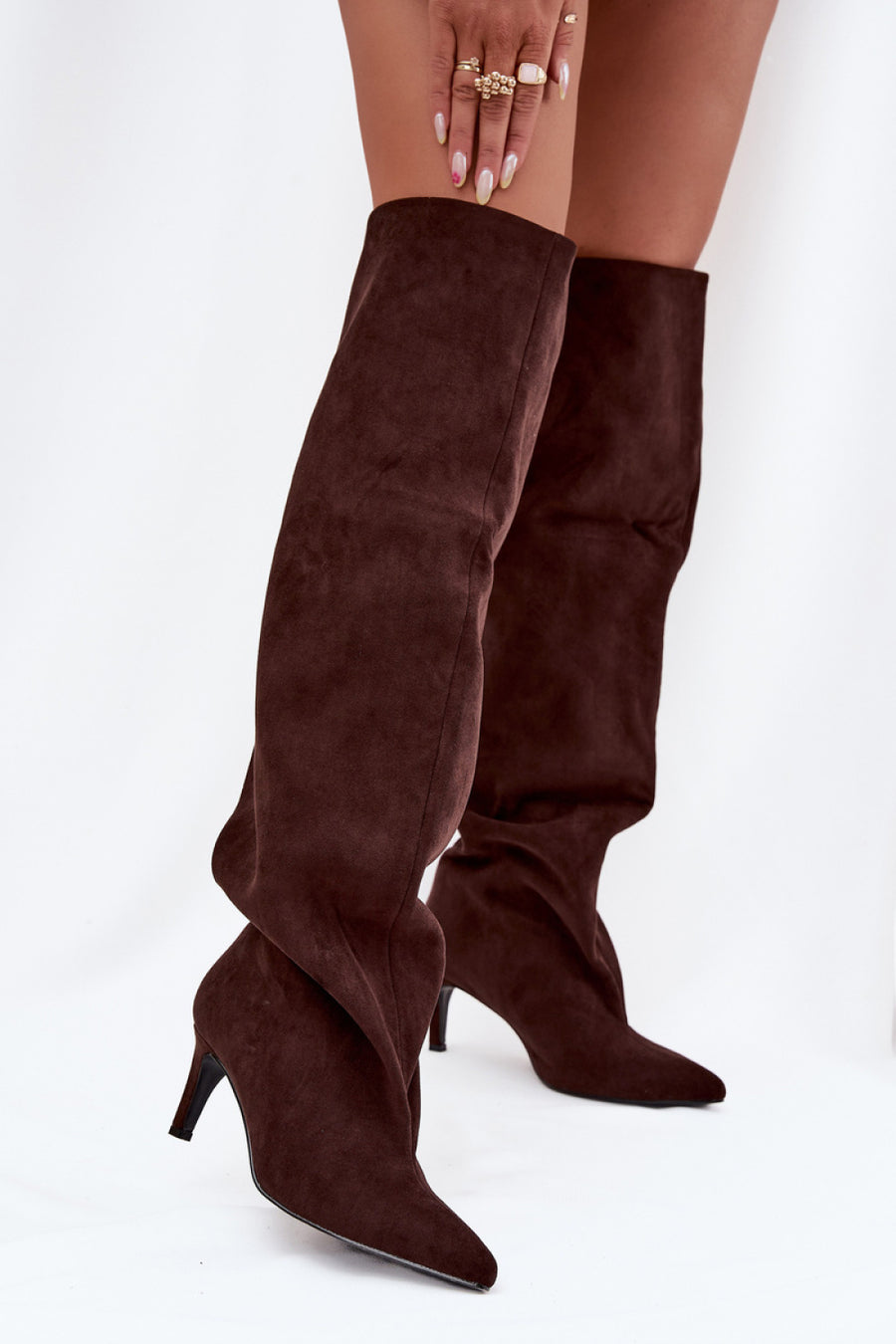 Step In Style Mavilla Chocolate Suede Stiletto Heeled Ankle Boots