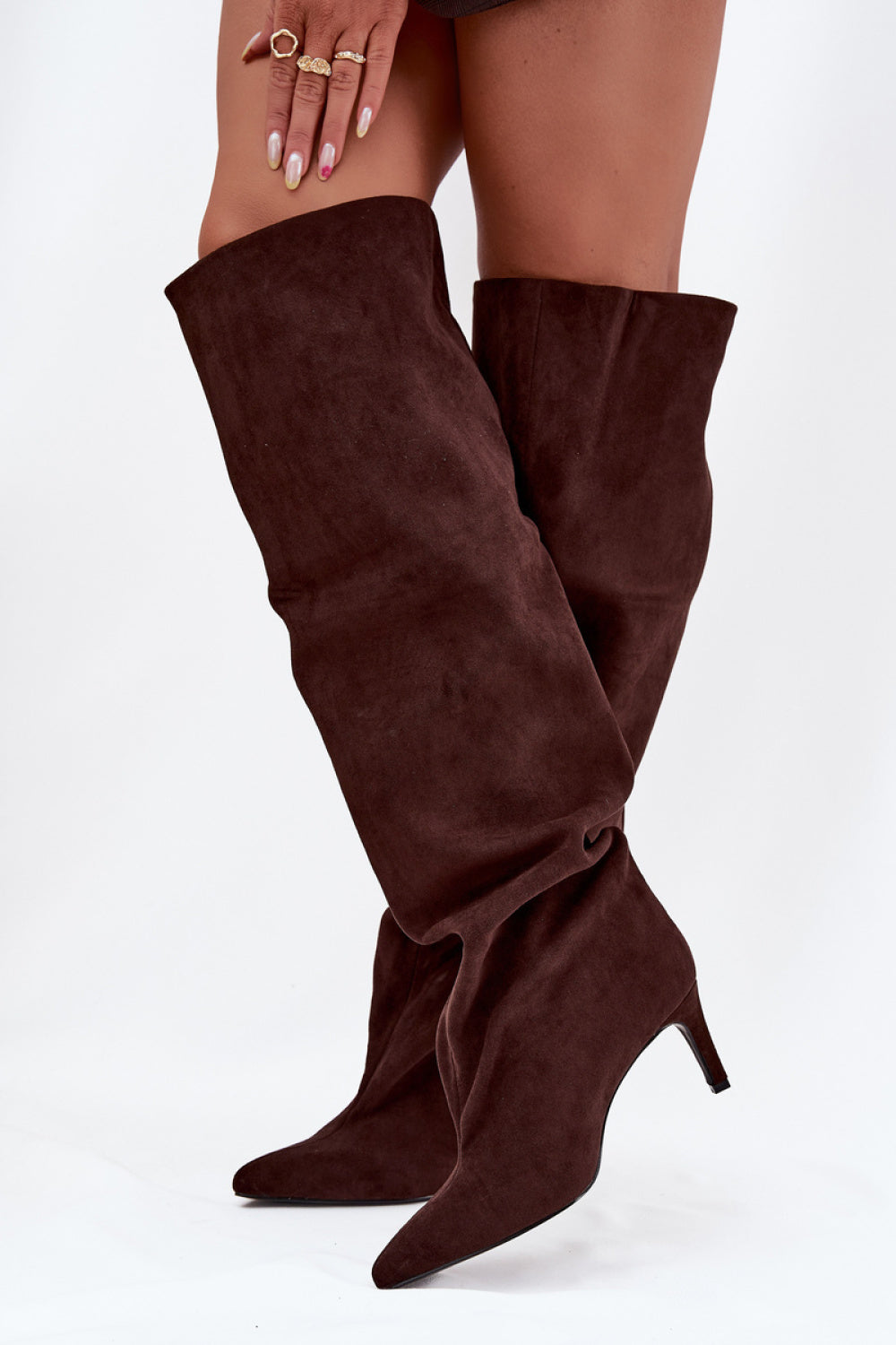 Step In Style Mavilla Chocolate Suede Stiletto Heeled Ankle Boots - view 3