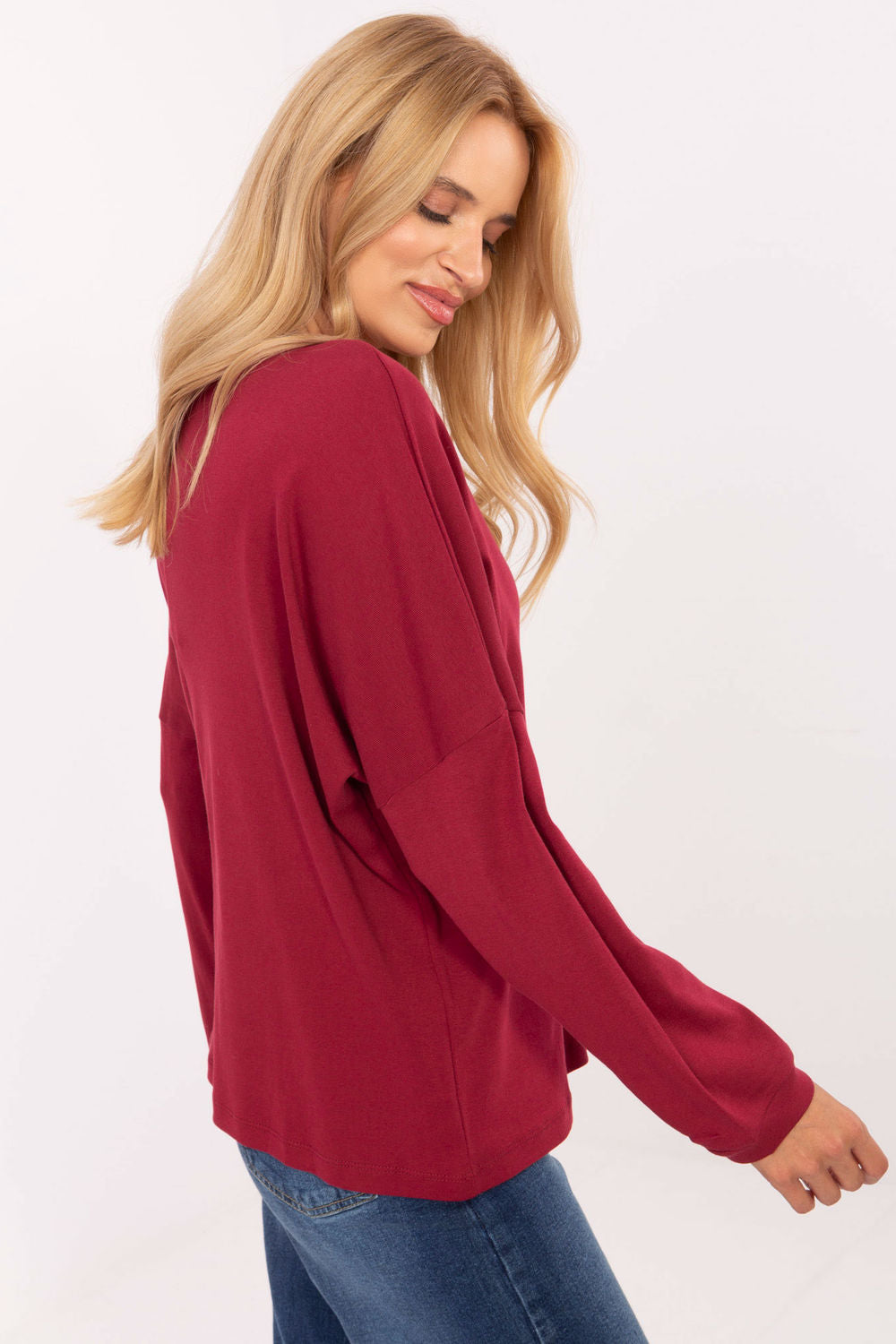 Relevance Burgundy Long Sleeve Cotton Blouse - view 2
