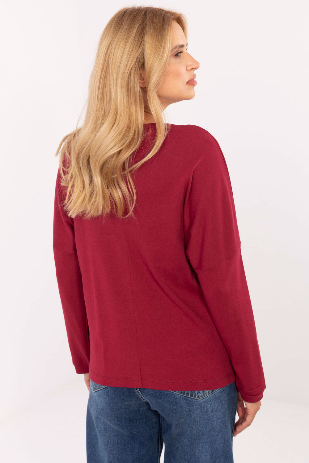 Relevance Burgundy Long Sleeve Cotton Blouse - view 3