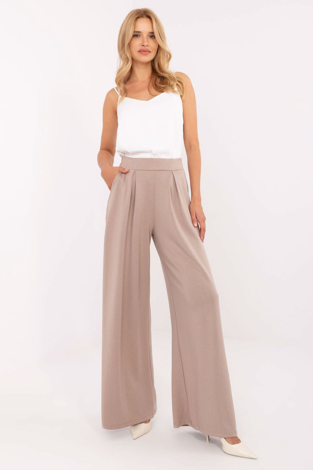 Relevance Dark Beige Pleated High Waisted Joggers