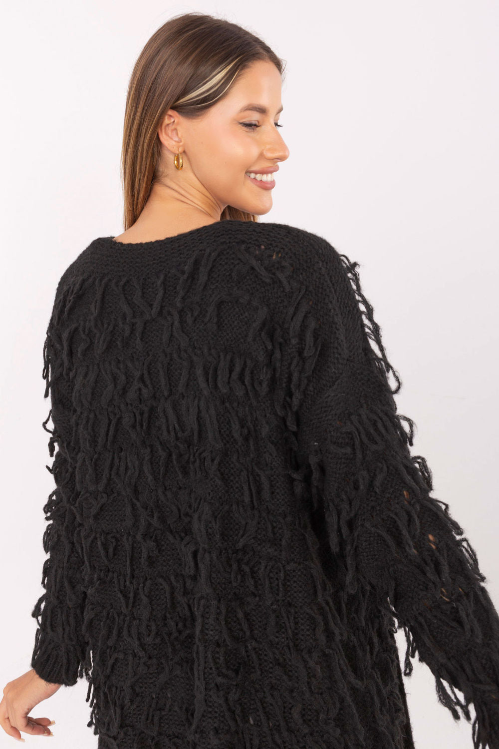 Rue Paris Black Polyacrylic Cardigan - view 3