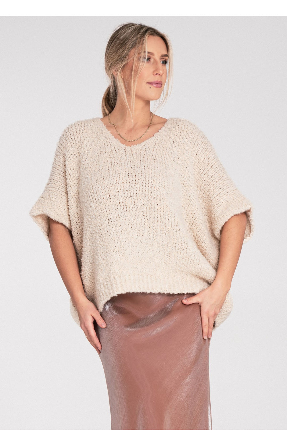 Figl Beige Short Sleeve Jumper