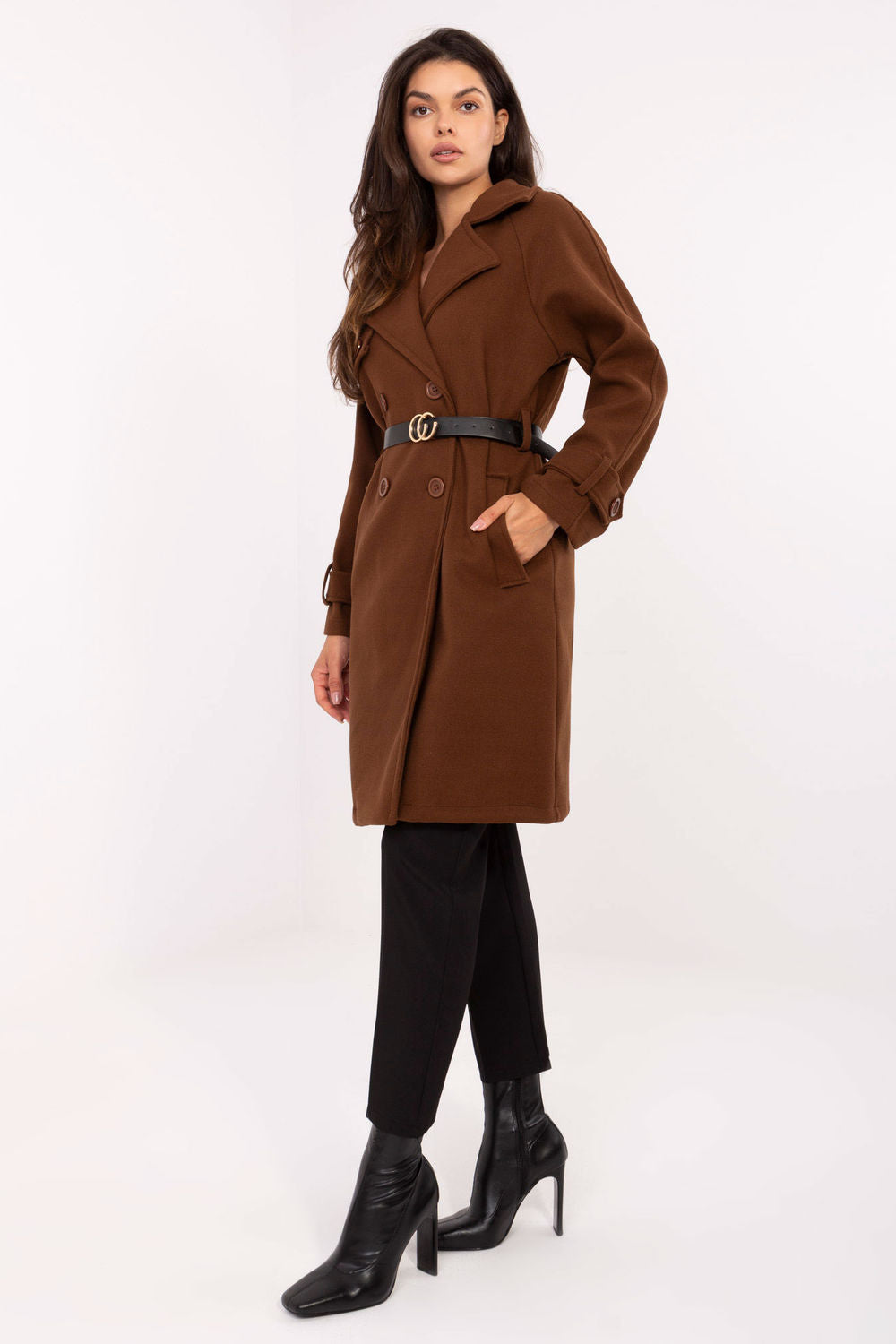 Rue Paris Brown Polyester Coat - view 2