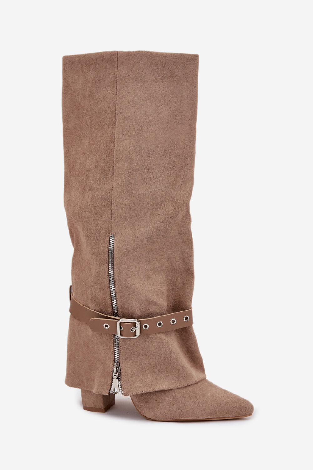 Step In Style Jolivine Beige Suede Heeled Ankle Boots - view 2