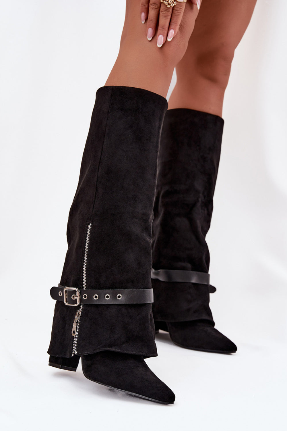 Step In Style Jolivine Black Suede Heeled Ankle Boots - view 3