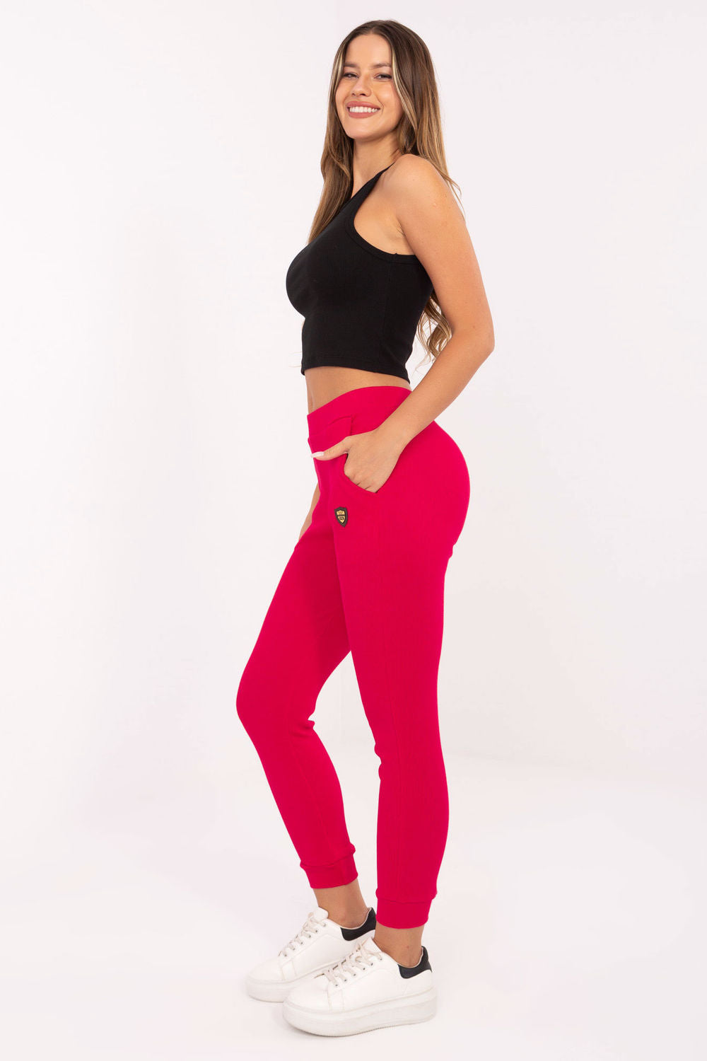 Relevance Red Cotton Joggers - view 2