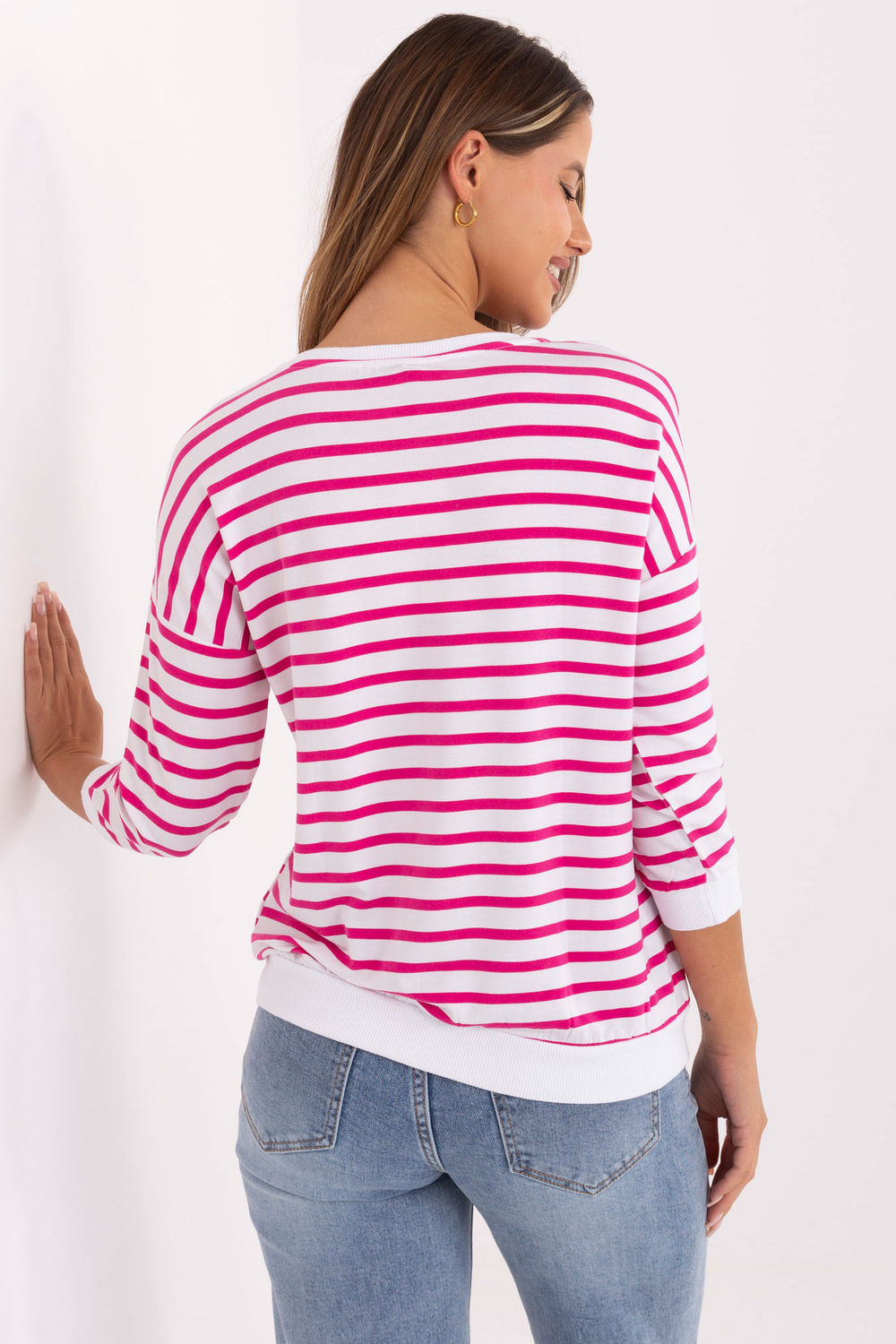 Relevance Pink Striped Long Sleeve Blouse - view 3
