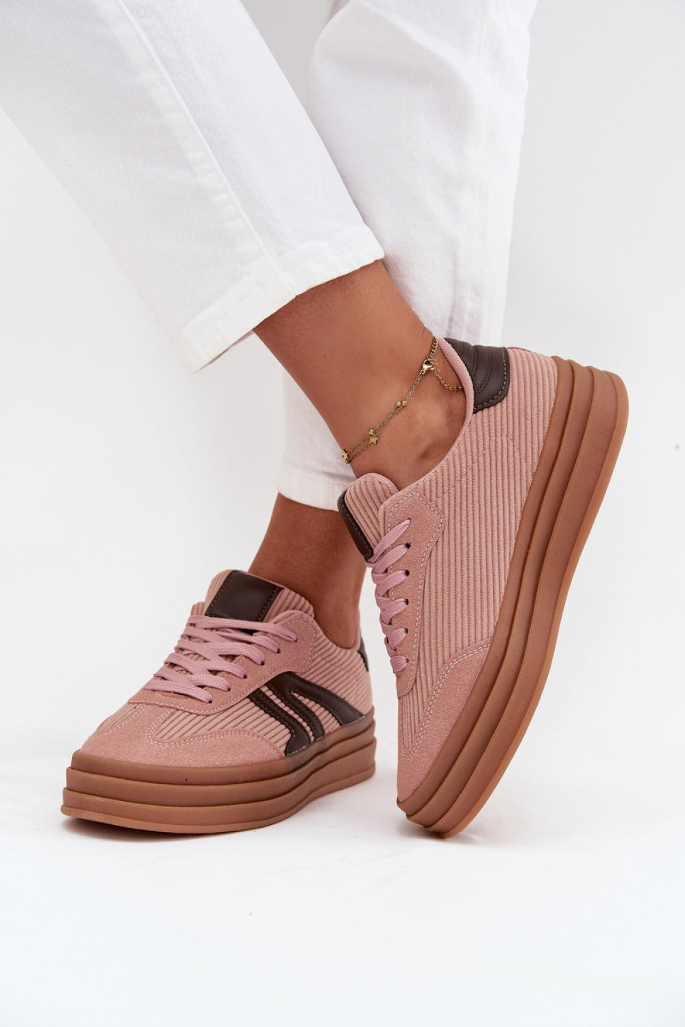 Step In Style Pink Faux Leather Platform Trainers - view 3