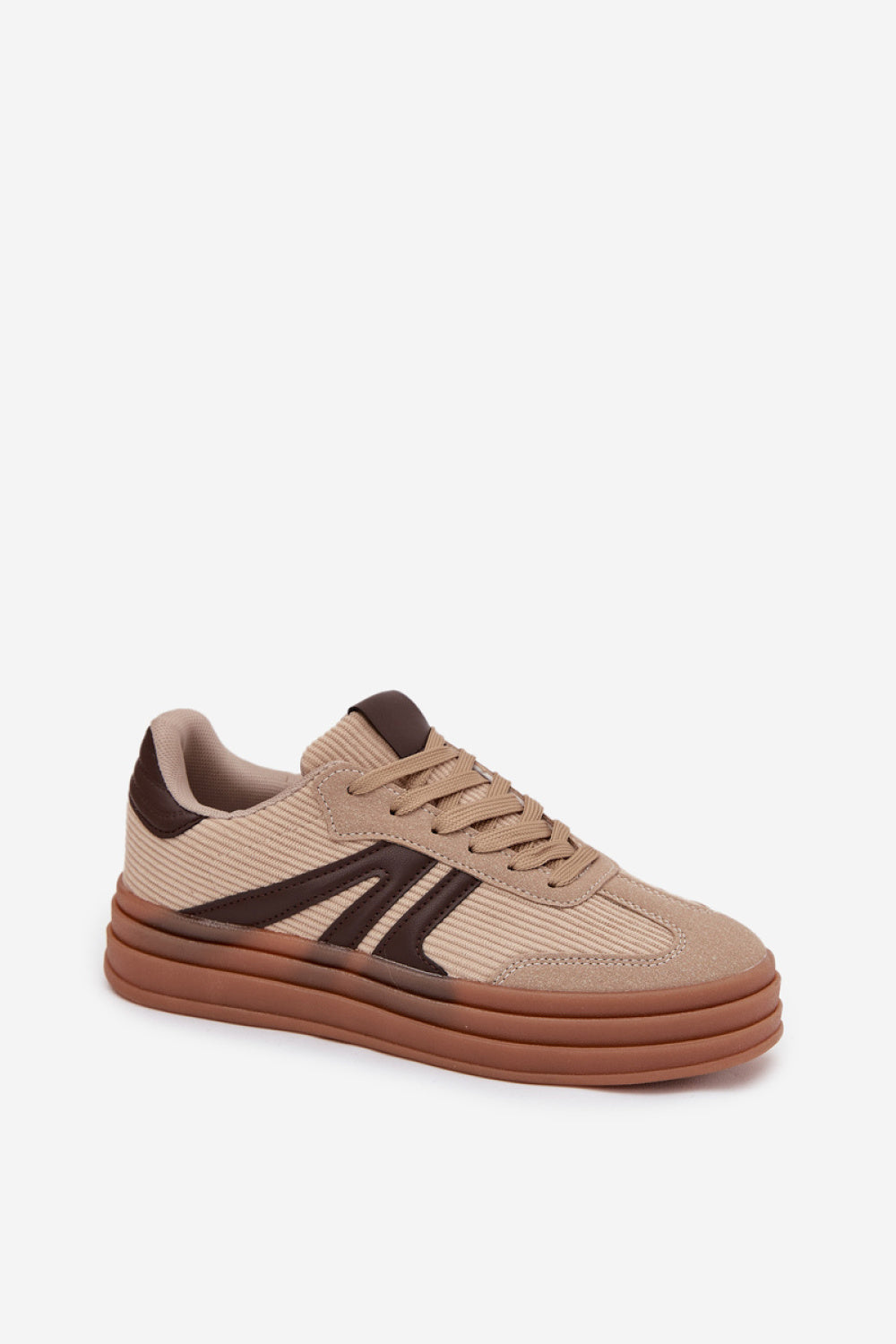 Step In Style Beige Faux Leather Platform Trainers - view 2