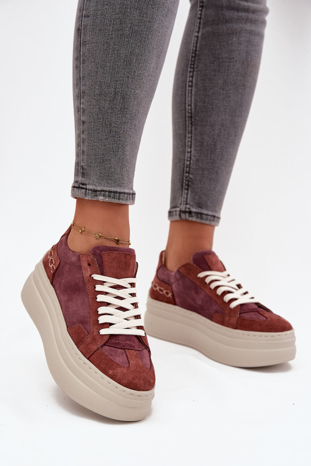 Step In Style Violet Suede Platform Trainers
