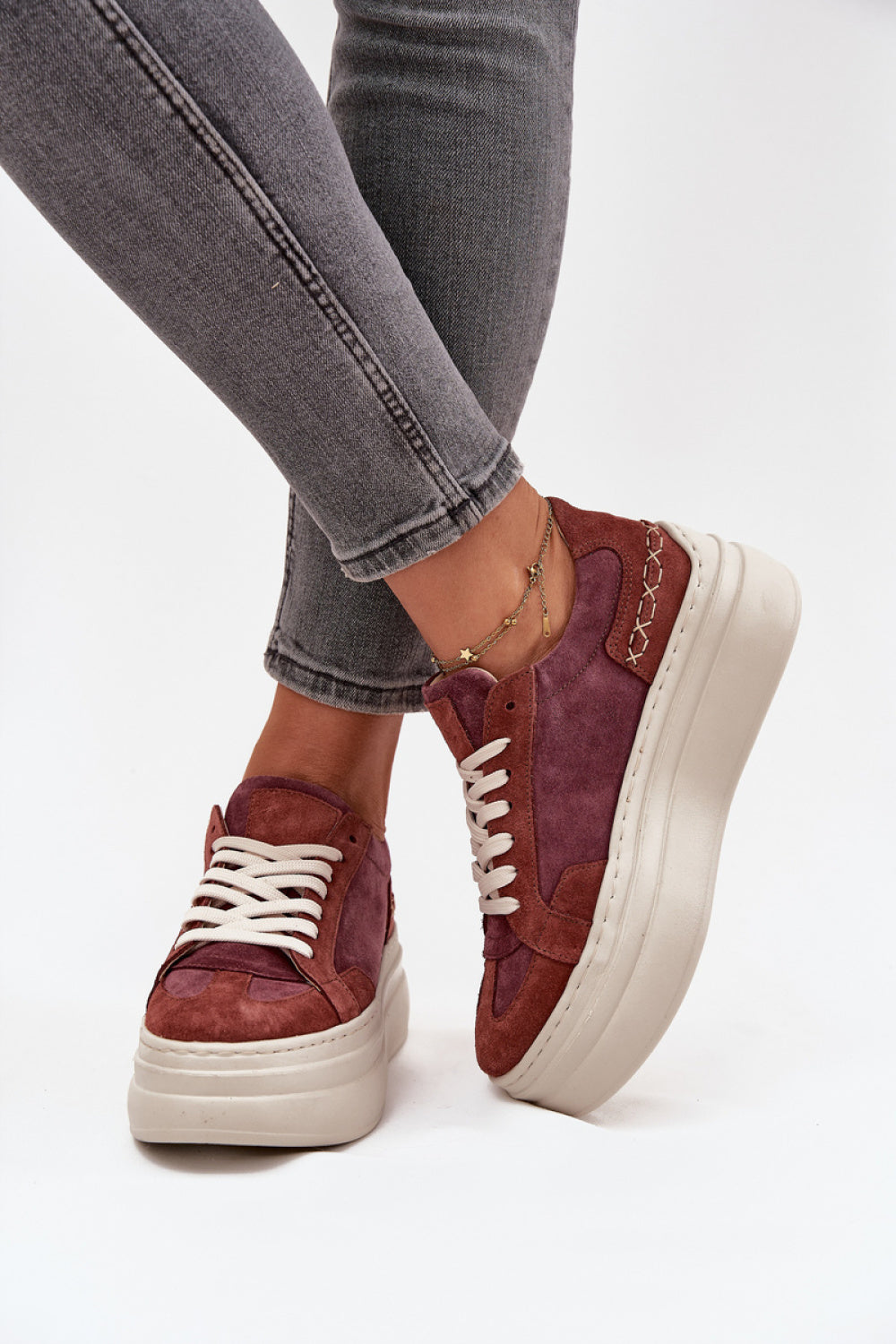 Step In Style Violet Suede Platform Trainers - view 3