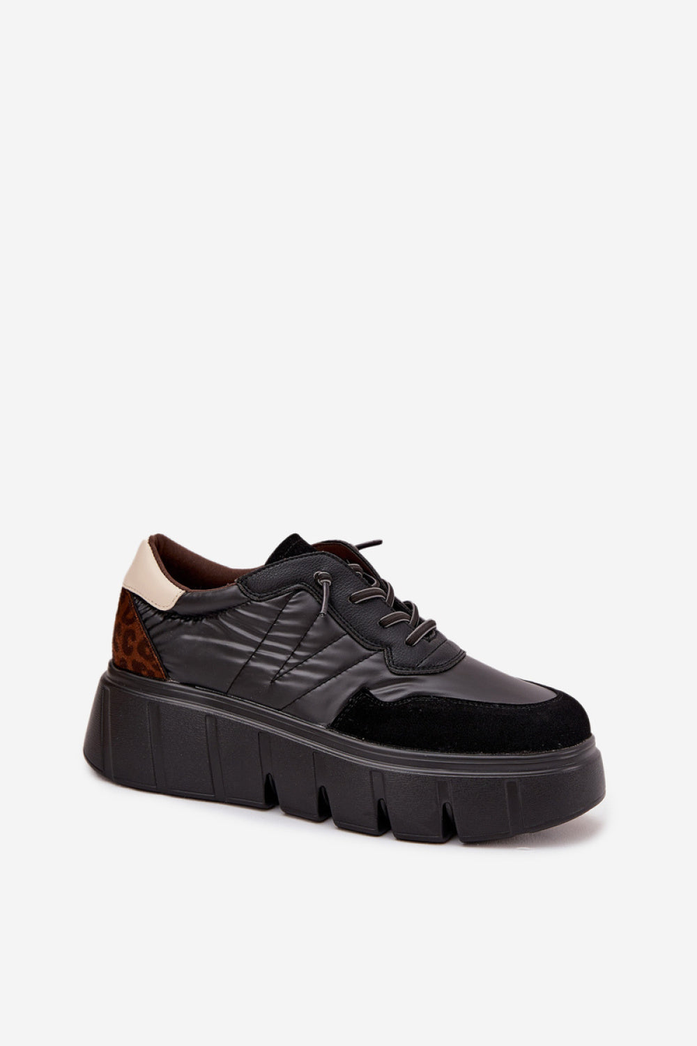 Step In Style Black Faux Leather Platform Trainers - view 2